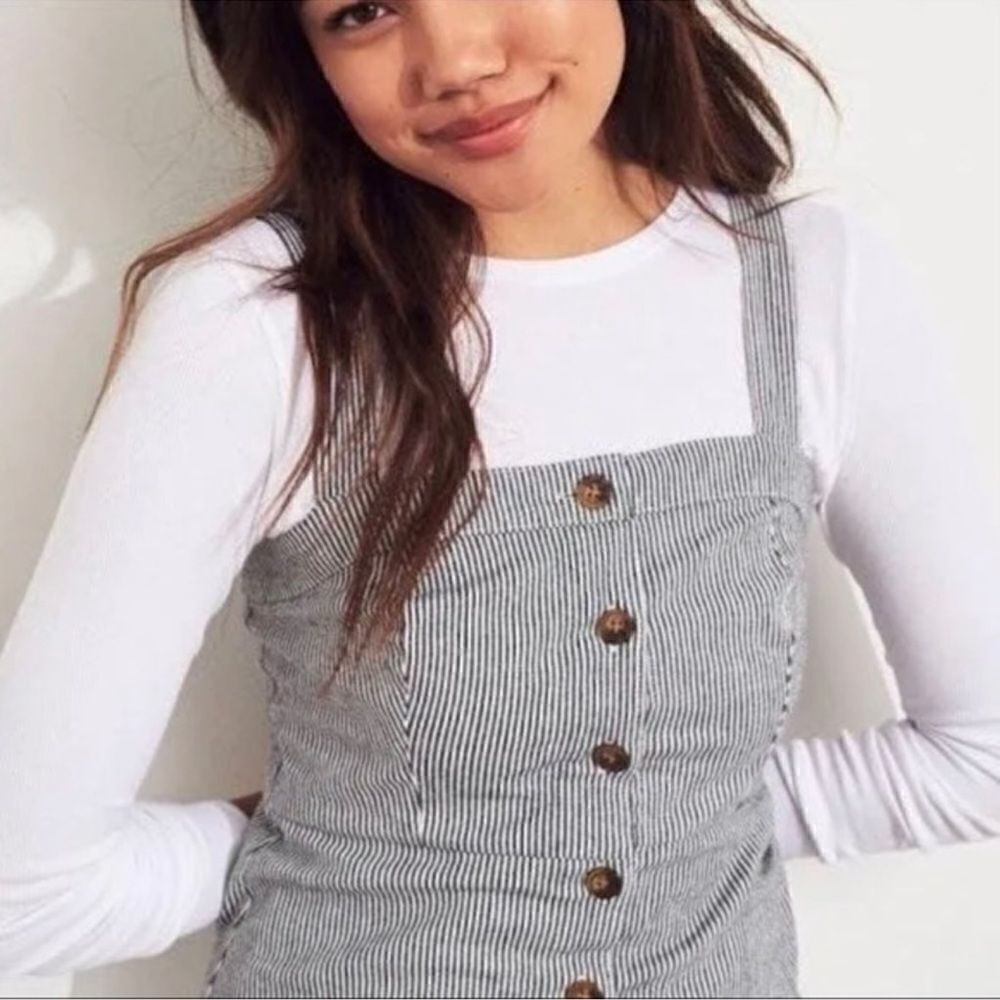 Hollister Pinstripe Button Down Striped Mini Dress Size Small - Picture 4 of 15